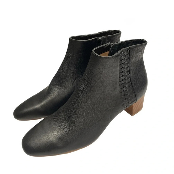 NEW Jack Rogers Tinsley booties black women’s 9M Almond toe wood Stacked heel - Picture 2 of 14